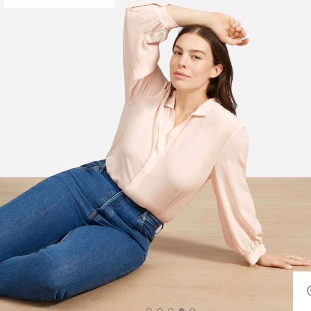 MOVING SALE NWT Everlane Shirred Silk Shirt, pink, 00